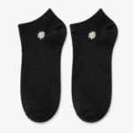 L3001B Black Daisy Ankle Socks