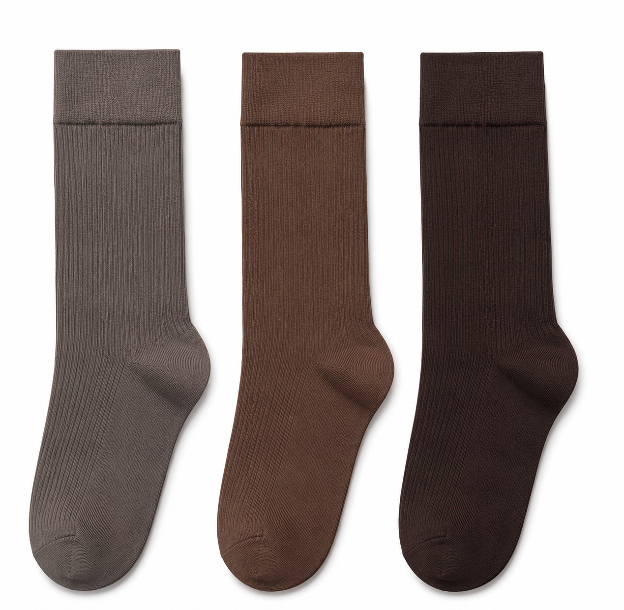 Earth Tone Ribbed Crew Socks M1005 Earth Tone Ribbed Crew Socks - Image 1