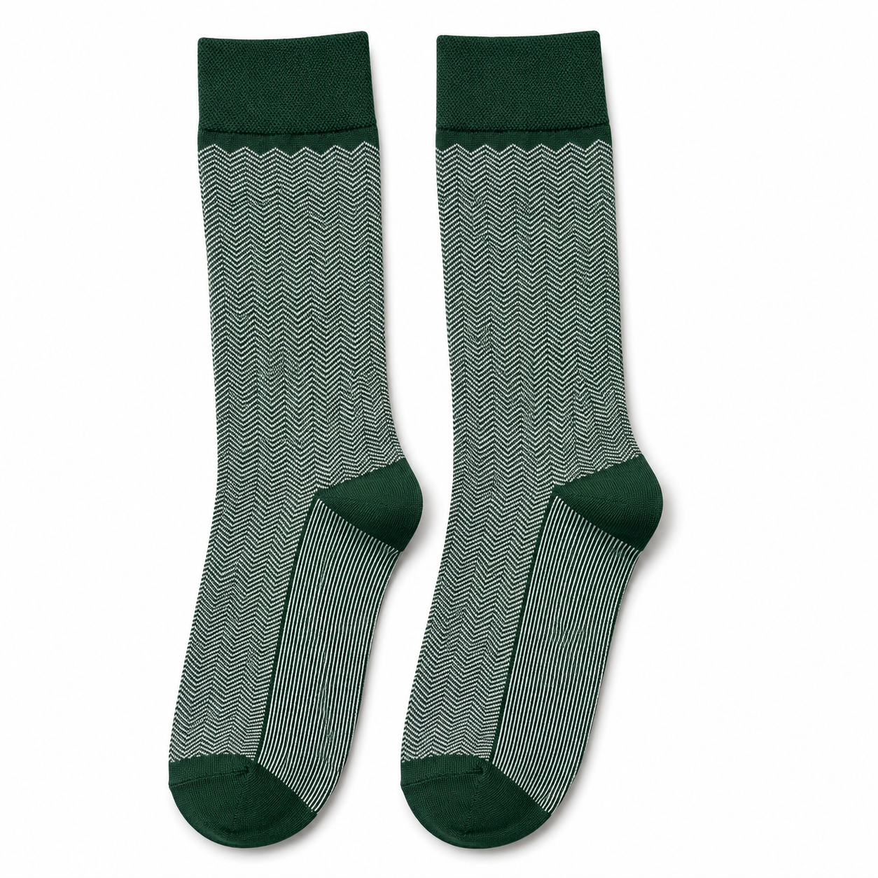 Forest Green Herringbone Cotton Socks model M1016 Forest Green Herringbone Cotton Socks - Image 1