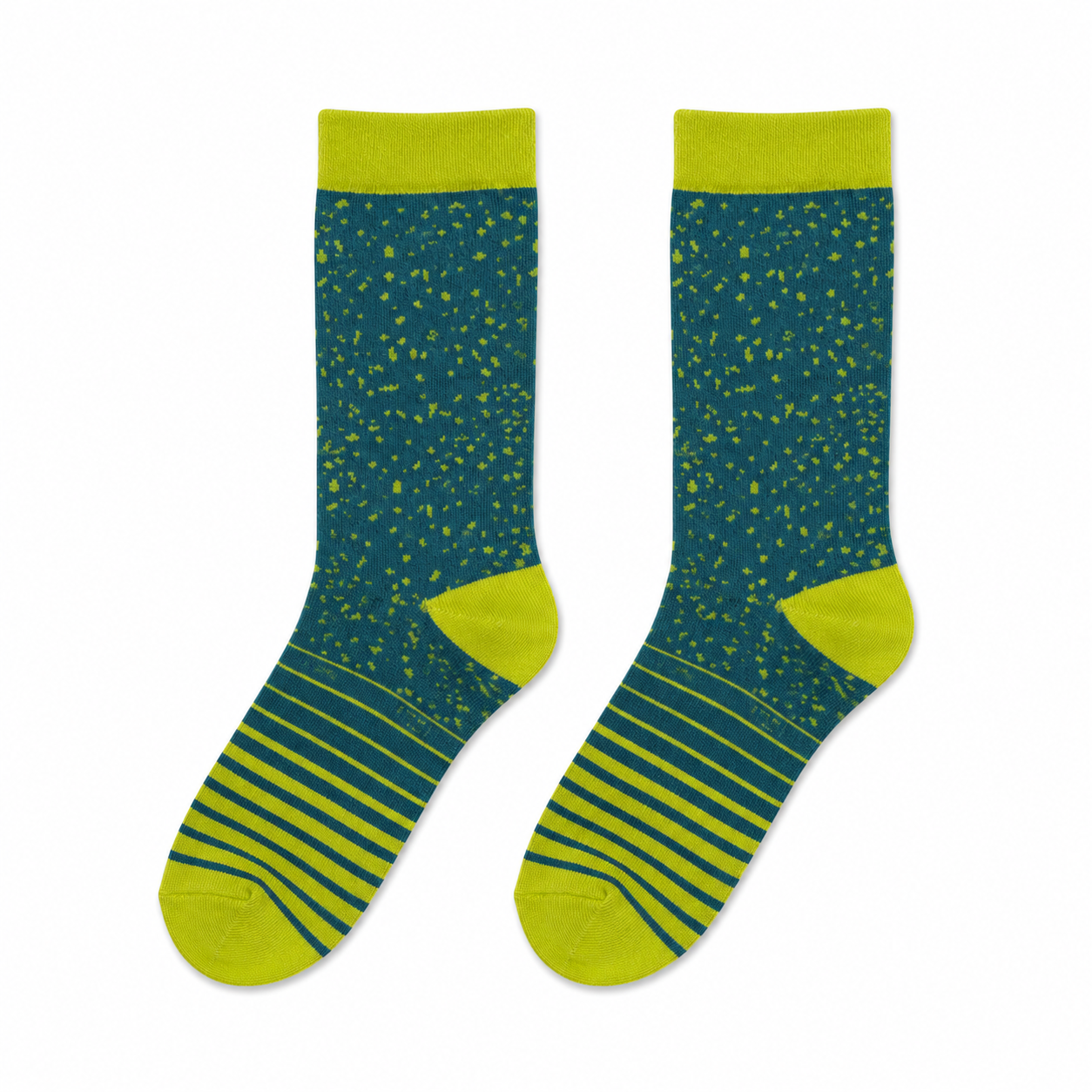 Green Striped Crew Cotton Socks model L4001 Green Striped Crew Cotton Socks - Image 1