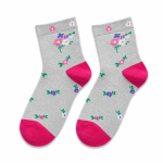 L3004 Grey Floral Ankle Socks