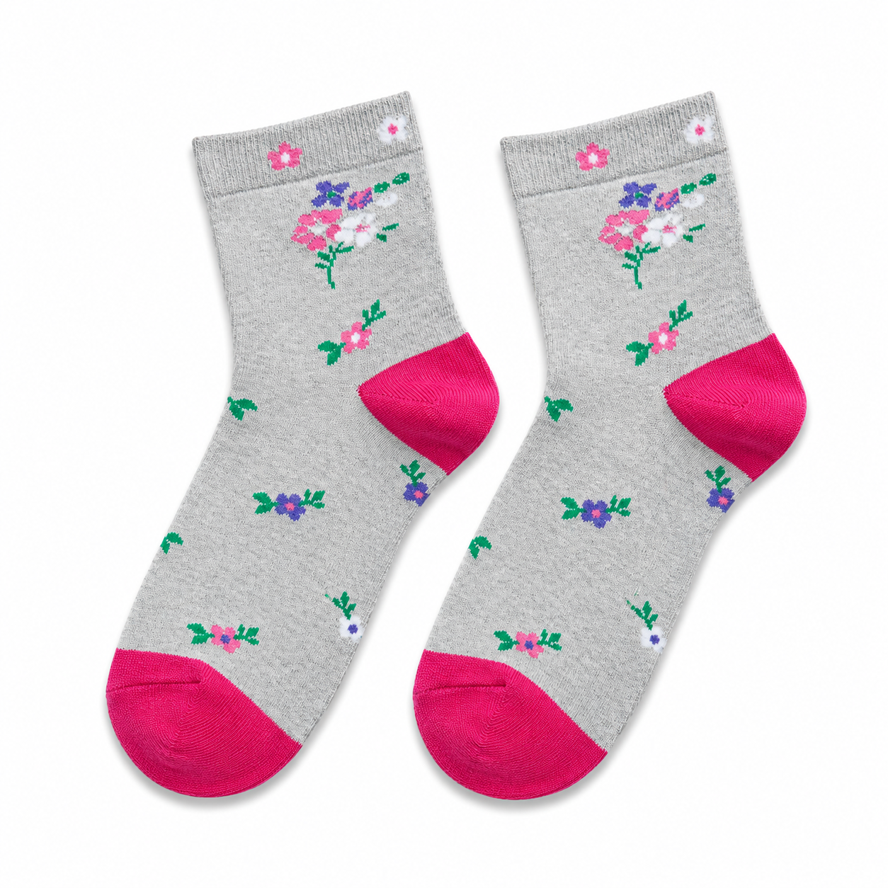 Grey Floral Ankle Socks L3004 Grey Floral Ankle Socks - Image 1