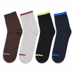 M2005 Plain Ankle Cotton Socks with Colour Stripe