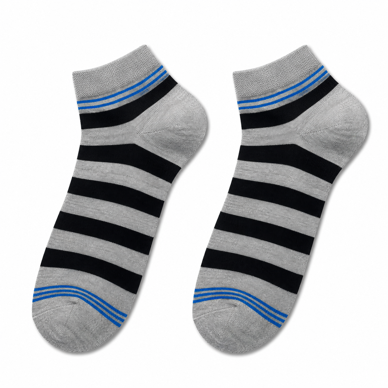 M2006 Grey and Black Striped Ankle Socks M2006B M2006 Grey and Black Striped Ankle Socks - Image 1