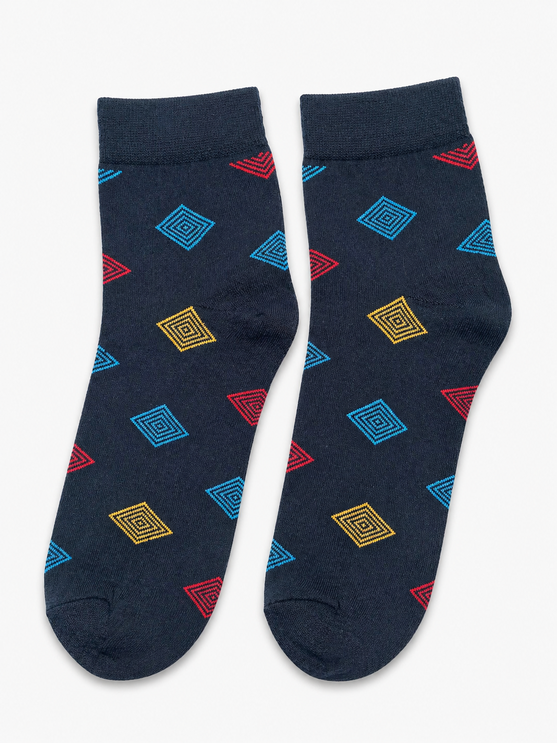 M2007 Navy Socks with Geometric Pattern M2007 Navy Socks with Geometric Pattern - Image 1