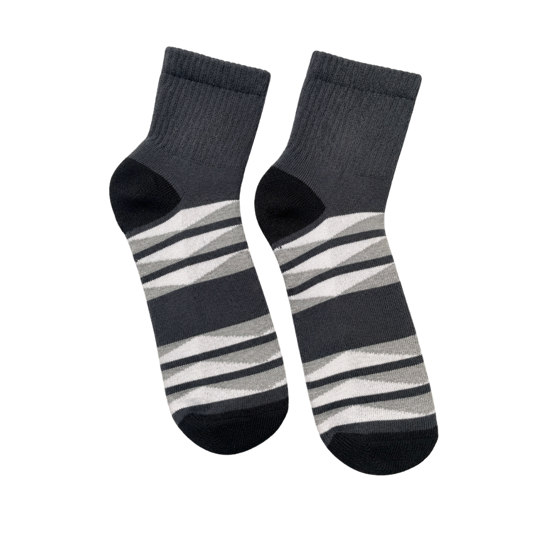 M3003 Grey and Black Striped Ankle Cotton Socks model M3003-GB M3003 Grey and Black Striped Ankle Cotton Socks - Image 1