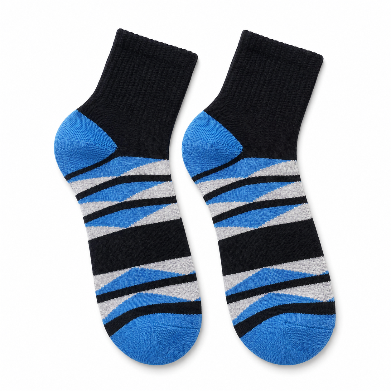 M3003 Navy and Blue Striped Ankle Cotton Socks M3003-NB M3003 Navy and Blue Striped Ankle Cotton Socks - Image 1