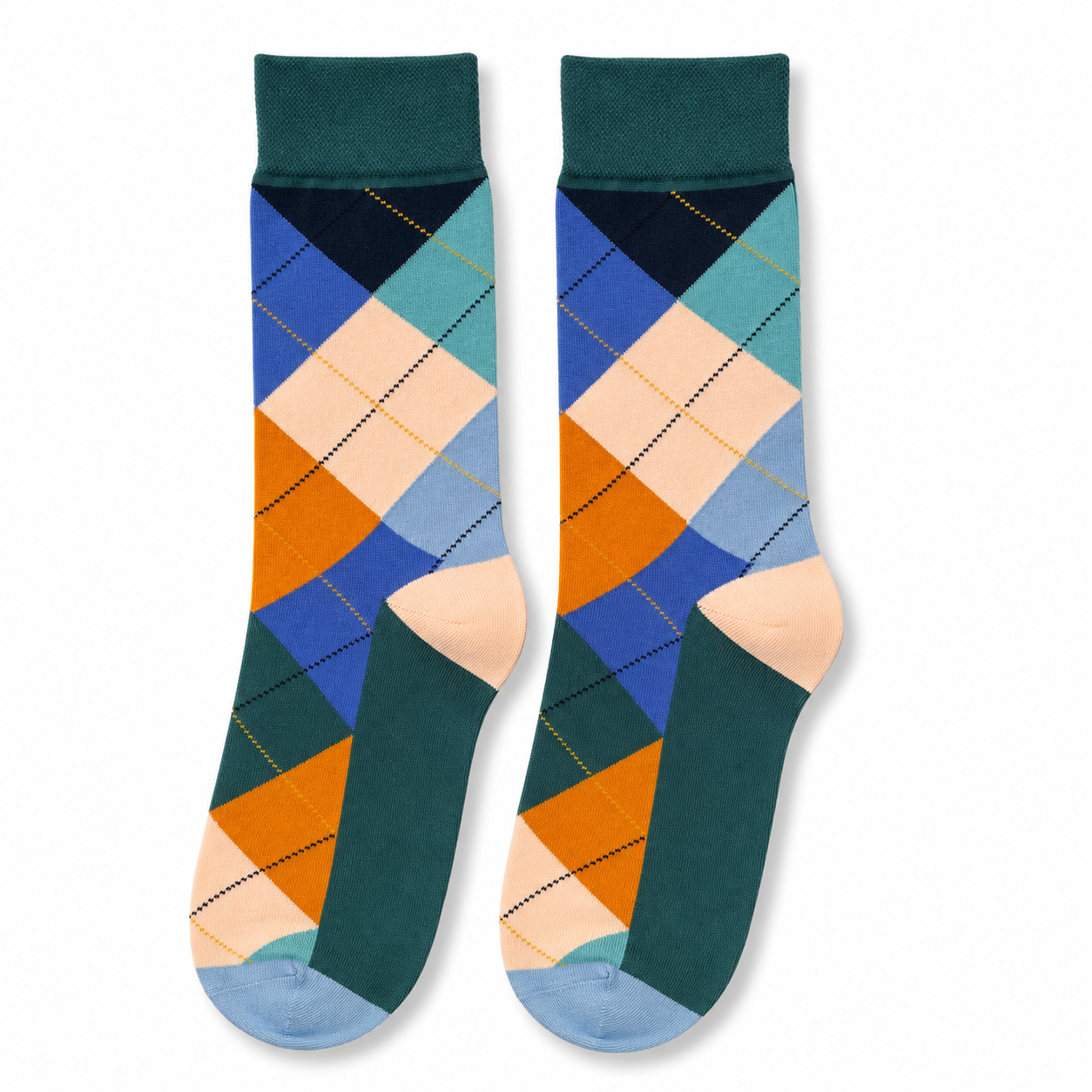 Multicolor Argyle Crew Cotton Socks M1022 Multicolor Argyle Crew Cotton Socks - Image 1