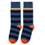 M1018 Navy Striped Crew Cotton Socks