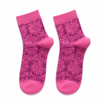 L3010 Pink Floral Jacquard Cotton Socks