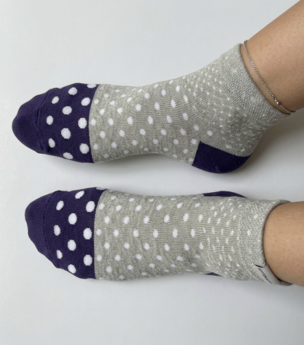 L5001 Grey Polka Dot Cotton Ankle Socks