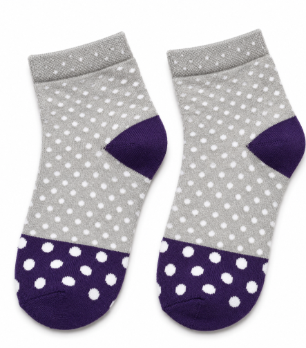 L5001 Grey Polka Dot Cotton Ankle Socks