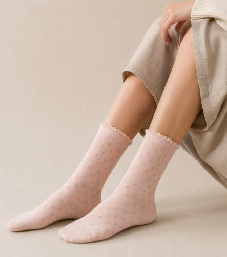 L5002 Light Pink Polka Dot Socks