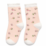 L5003 Pastel Pink Floral Cotton Socks