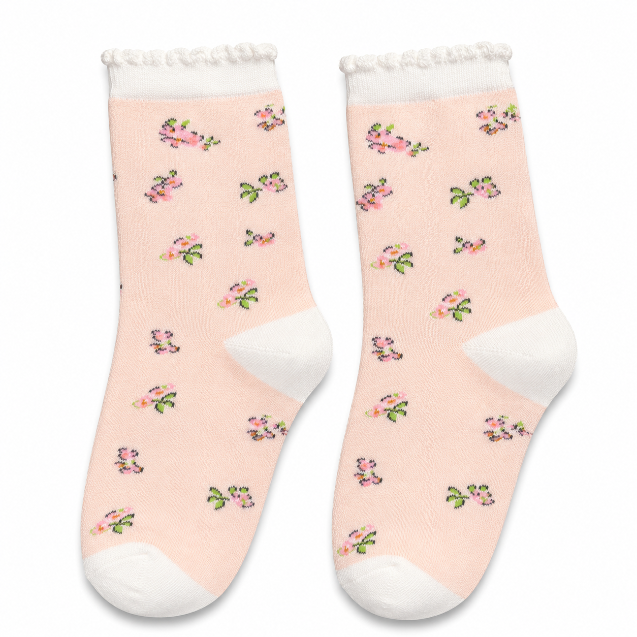L5003 Pastel Pink Floral Cotton Socks L5003 Pastel Pink Floral Cotton Socks