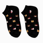 L3002 Black Socks with Cat Pattern